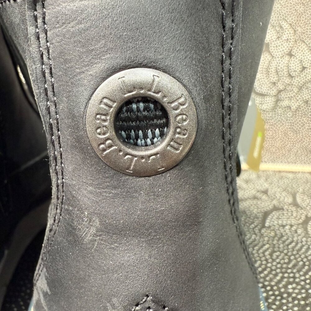 L.L. Bean Men's Waterproof Black Leather Boots Size 8.5 M Side Zipper & Lace-Up - Picture 6 of 9